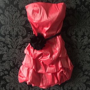 Hot Pink and Black Shiny Prom Dress